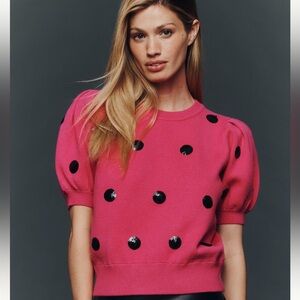English Factory Fuchsia Puff Sleeve Crop Top